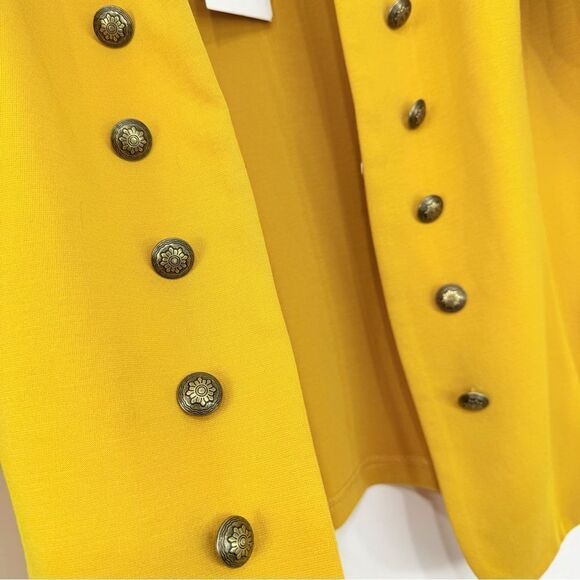 ModCloth Deep Yellow Double Metallic Button Row Military Style Blazer Jacket - Picture 8 of 16